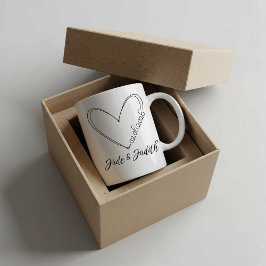 Caneca De Café Personalized doodle heart wedding