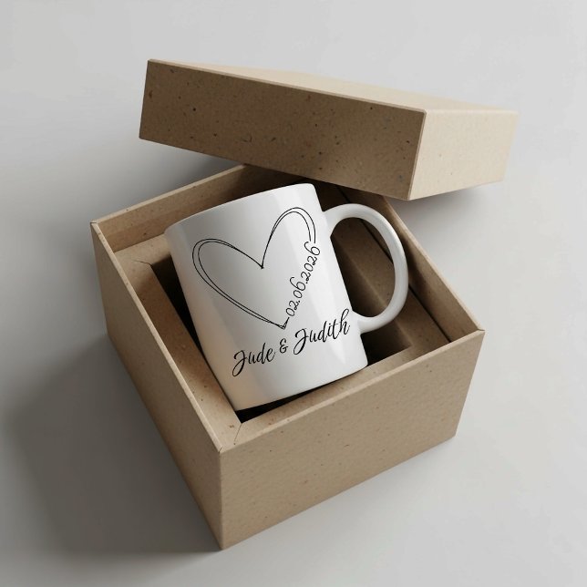 Caneca De Café Personalized doodle heart wedding  (Criador carregado)