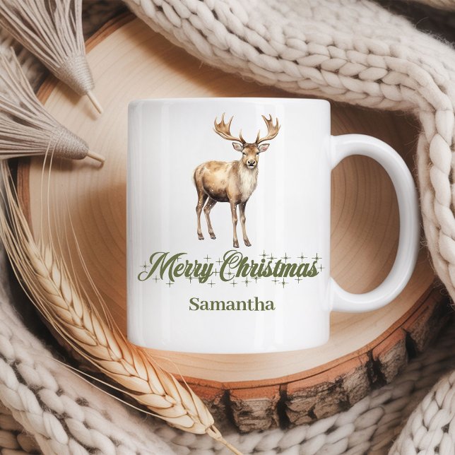Caneca De Café Personalized Earthy Colors Christmas Coffee Mug (Personalized Earthy Christmas Coffee Mug)