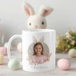 Caneca De Café Personalized Easter Bunny Photo Mug for Girls