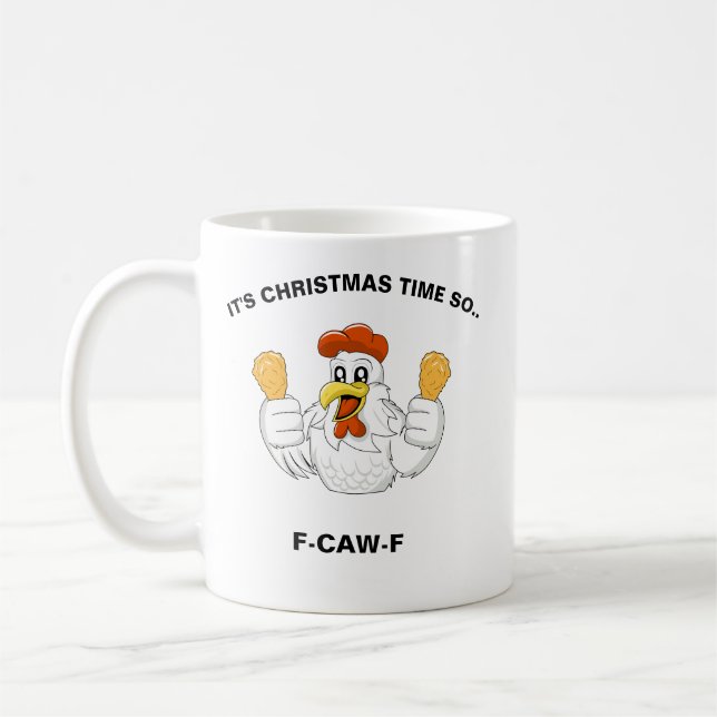 Caneca De Café Personalized F-CAW-F Christmas Funny Chicken  (Esquerda)