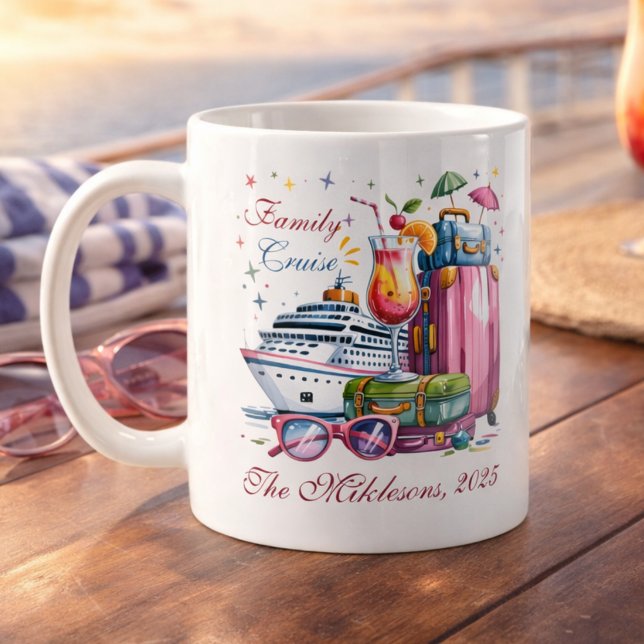 Caneca De Café Personalized Family Cruise Name Year (Criador carregado)