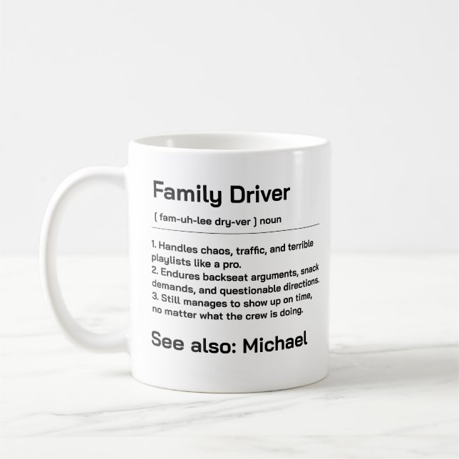 Caneca De Café Personalized Family Driver | Funny Daily Driving (Esquerda)
