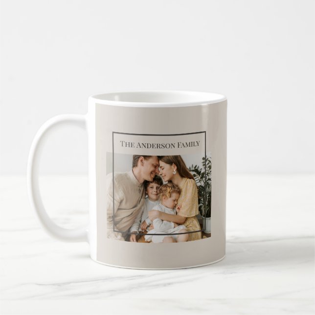 Caneca De Café Personalized Family Photo | Custom Family Name  (Esquerda)