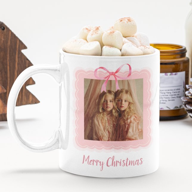 Caneca De Café Personalized Family Photo Merry Christmas Mug (Criador carregado)