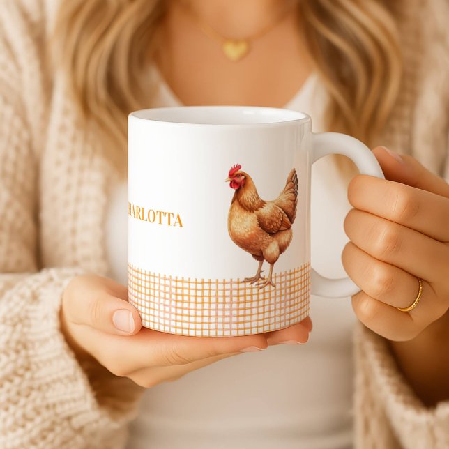 Caneca De Café Personalized Farmhouse Hen Name Mug (Criador carregado)