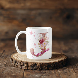 Caneca De Café Personalized Floral Initial Mug – Letter J