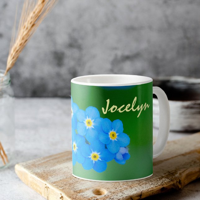 Caneca De Café Personalized Forget-Me-Not Flower (Criador carregado)