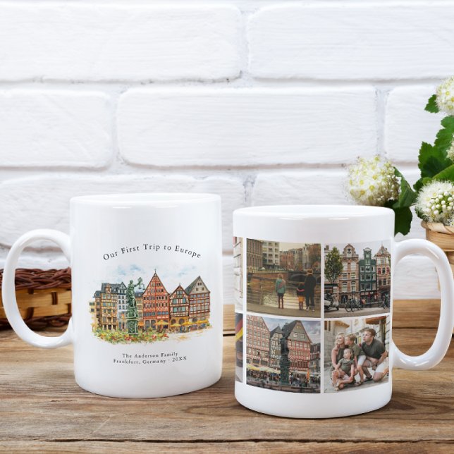Caneca De Café Personalized Frankfurt Germany Travel Photo Mug (Criador carregado)