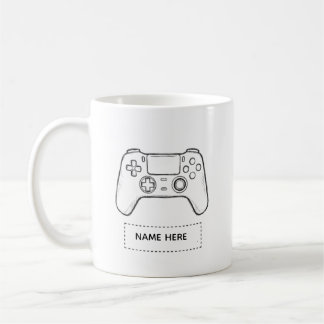 Caneca De Café Personalized Gamer Controller Minimalist Sketch 