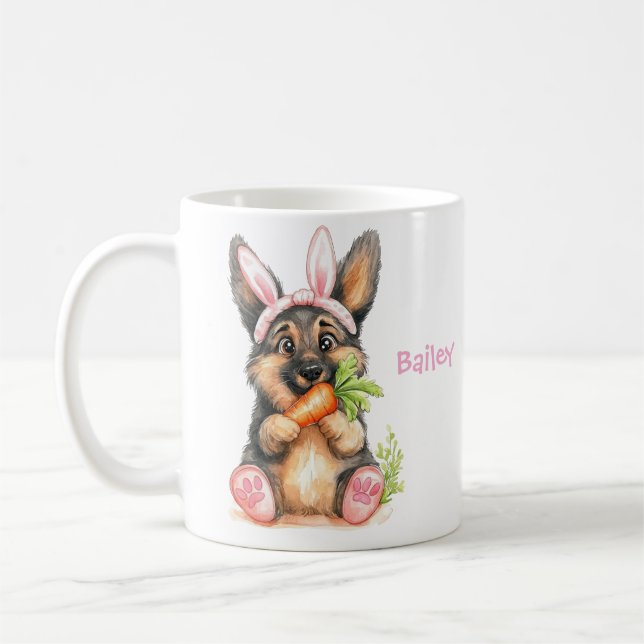 Caneca De Café Personalized German Shepherd Puppy Easter (Esquerda)