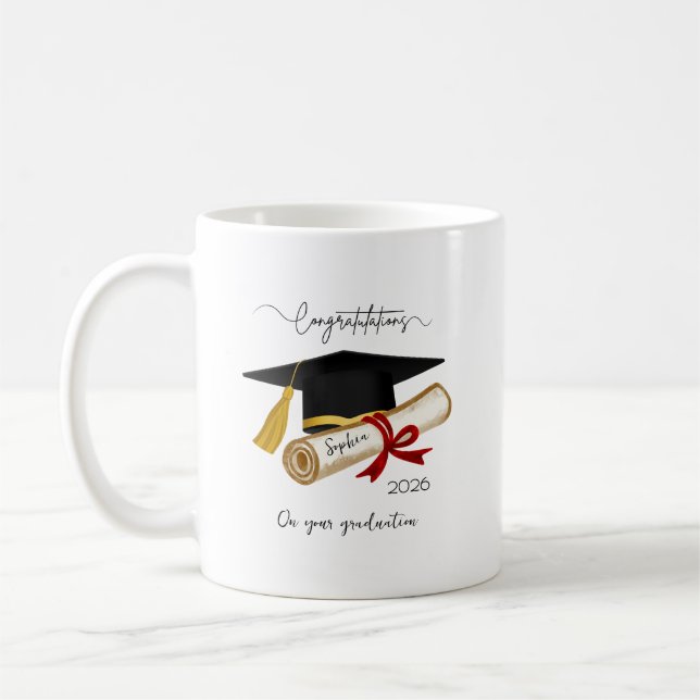 Caneca De Café Personalized Graduation Congratulations (Esquerda)