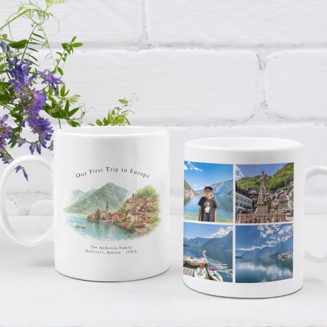 Caneca De Café Personalized Hallstatt Austria Travel Photo Mug (Criador carregado)