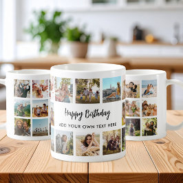 Caneca De Café Personalized Happy Birthday Photo Collage Mug