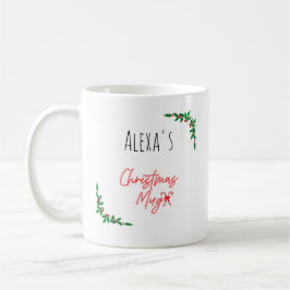 Caneca De Café Personalized Holly Berry Candy Cane Name Christmas