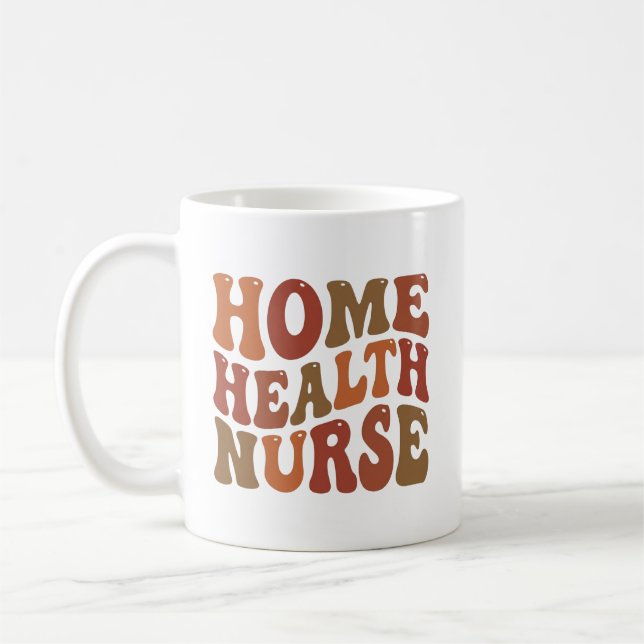 Caneca De Café Personalized Home Health Nurse Retro Typography (Esquerda)
