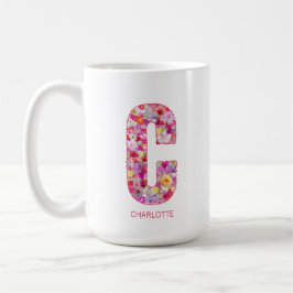 Caneca De Café Personalized Initial | Floral Letter C Monogram 