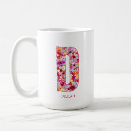Caneca De Café Personalized Initial | Floral Letter D Monogram 