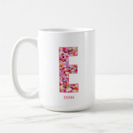 Caneca De Café Personalized Initial | Floral Letter E Monogram 