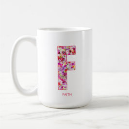 Caneca De Café Personalized Initial | Floral Letter F Monogram 