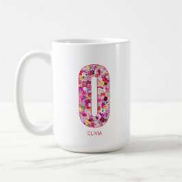 Caneca De Café Personalized Initial | Floral Letter O Monogram 