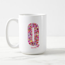 Caneca De Café Personalized Initial | Floral Letter Q Monogram 