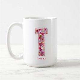 Caneca De Café Personalized Initial | Floral Letter R Monogram 