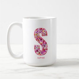 Caneca De Café Personalized Initial | Floral Letter S Monogram 