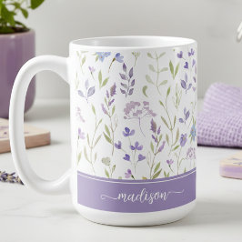 Caneca De Café Personalized Lavender Floral Mug