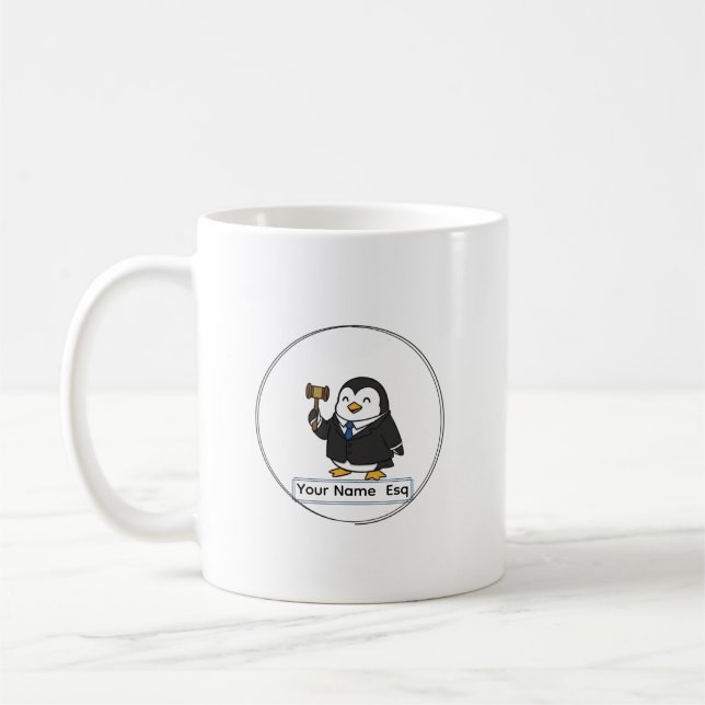 Caneca De Café Personalized Lawyer Esq Penguin Ceramic Vessel (Esquerda)