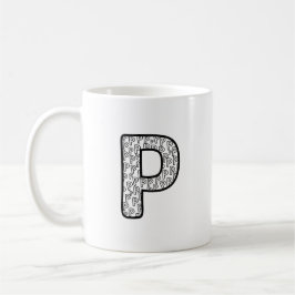 Caneca De Café Personalized Letter P Ceramic Mug