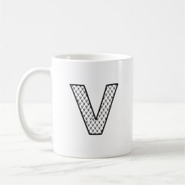 Caneca De Café Personalized Letter V Ceramic Monogram Mug