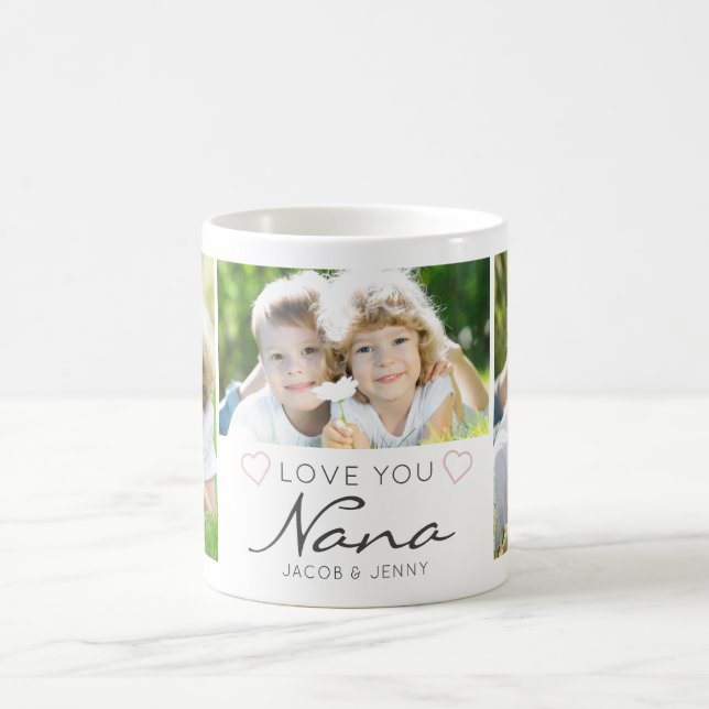 Caneca De Café Personalized LOVE YOU NANA Handwritten 3 Photo (Centro)