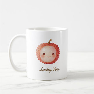 Caneca De Café Personalized Lucky You Lychee Cute Watercolor