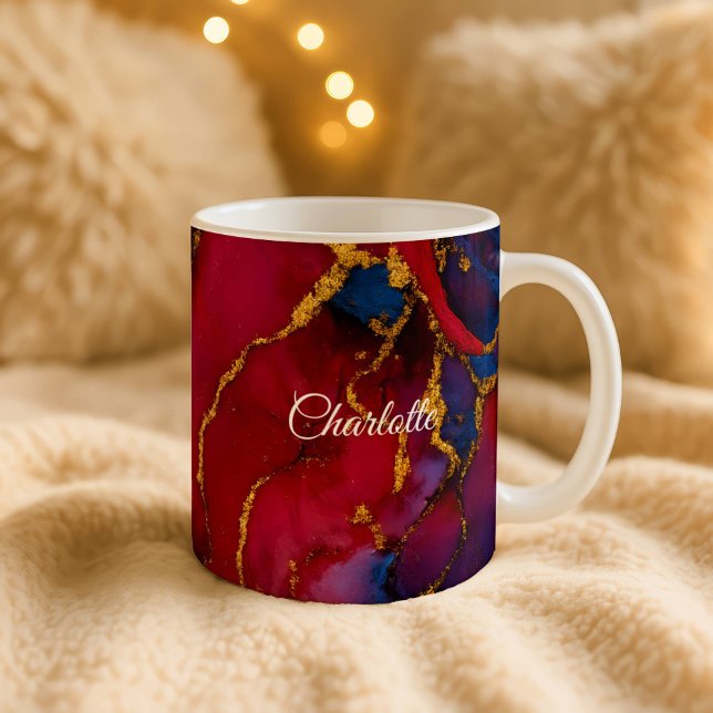 Caneca De Café Personalized Luxury Marble Pattern Custom Name Mug (Criador carregado)