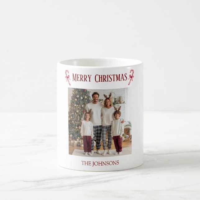 Caneca De Café Personalized Merry Christmas Family Photo Mug  (Centro)