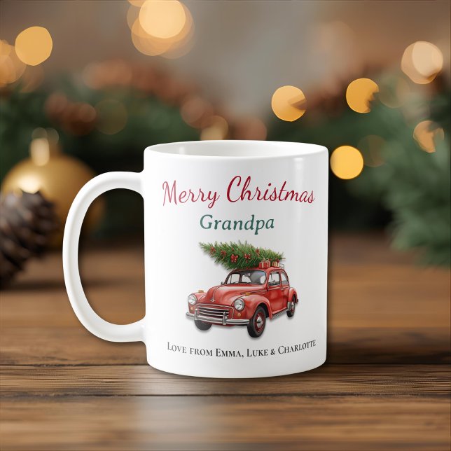 Caneca De Café Personalized Merry Christmas Grandpa Mug (Criador carregado)