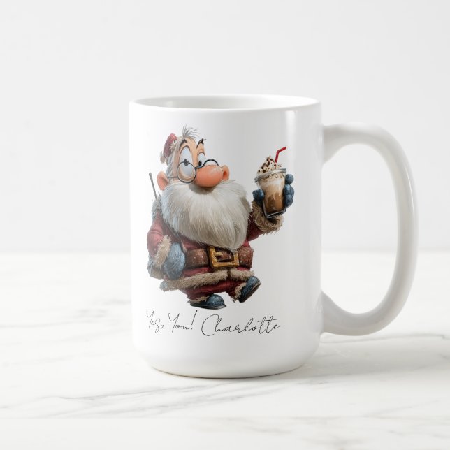 Caneca De Café Personalized Merry Christmas Mug with Santa (Direita)