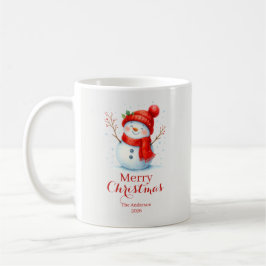 Caneca De Café Personalized Merry Christmas Snowman Custom Year 