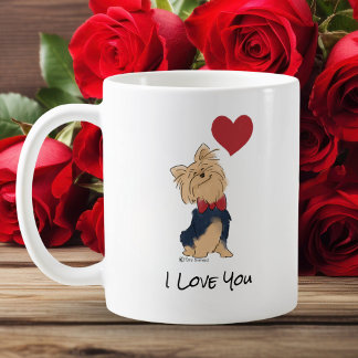 Caneca De Café Personalized Message Love You Yorkie Cute Dog Art