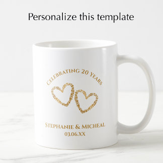 Caneca De Café Personalized Modern 20th Wedding Anniversary Gift