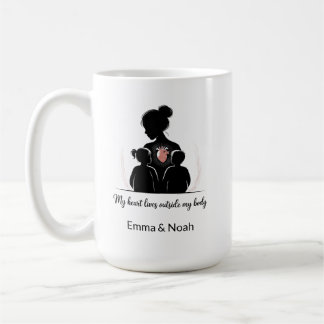 Caneca De Café Personalized Motherhood Silhouette–Custom Mom Gift