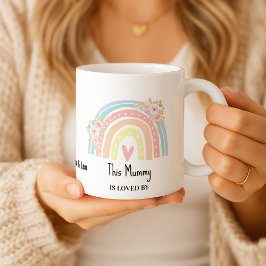 Caneca De Café Personalized Mum's Rainbow & Floral Name Mug