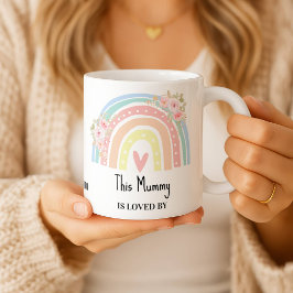 Caneca De Café Personalized Mum's Rainbow & Floral Name Mug