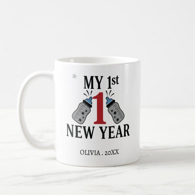Caneca De Café Personalized My First New Year Mug – Custom Name (Esquerda)