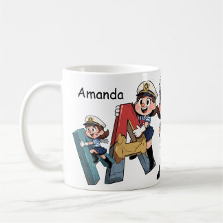 Caneca De Café Personalized Name & A Sailor Cartoon Character