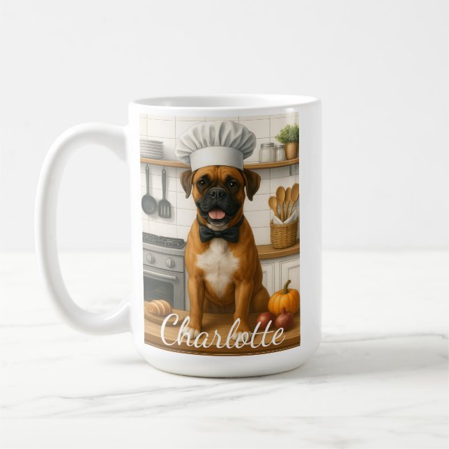 Caneca De Café Personalized Name Funny Boxer Dog Loving Chef (Esquerda)