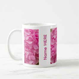 Caneca De Café Personalized Name Pink Hydrangea Flower Photo