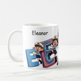 Caneca De Café Personalized  Name Sailor Cartoon Character * E *