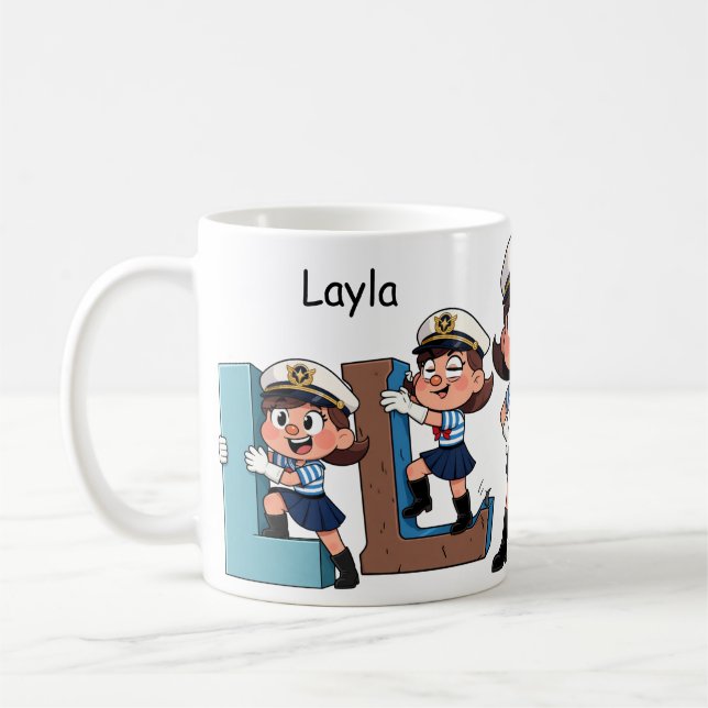 Caneca De Café Personalized  Name Sailor Cartoon Character * L * (Esquerda)